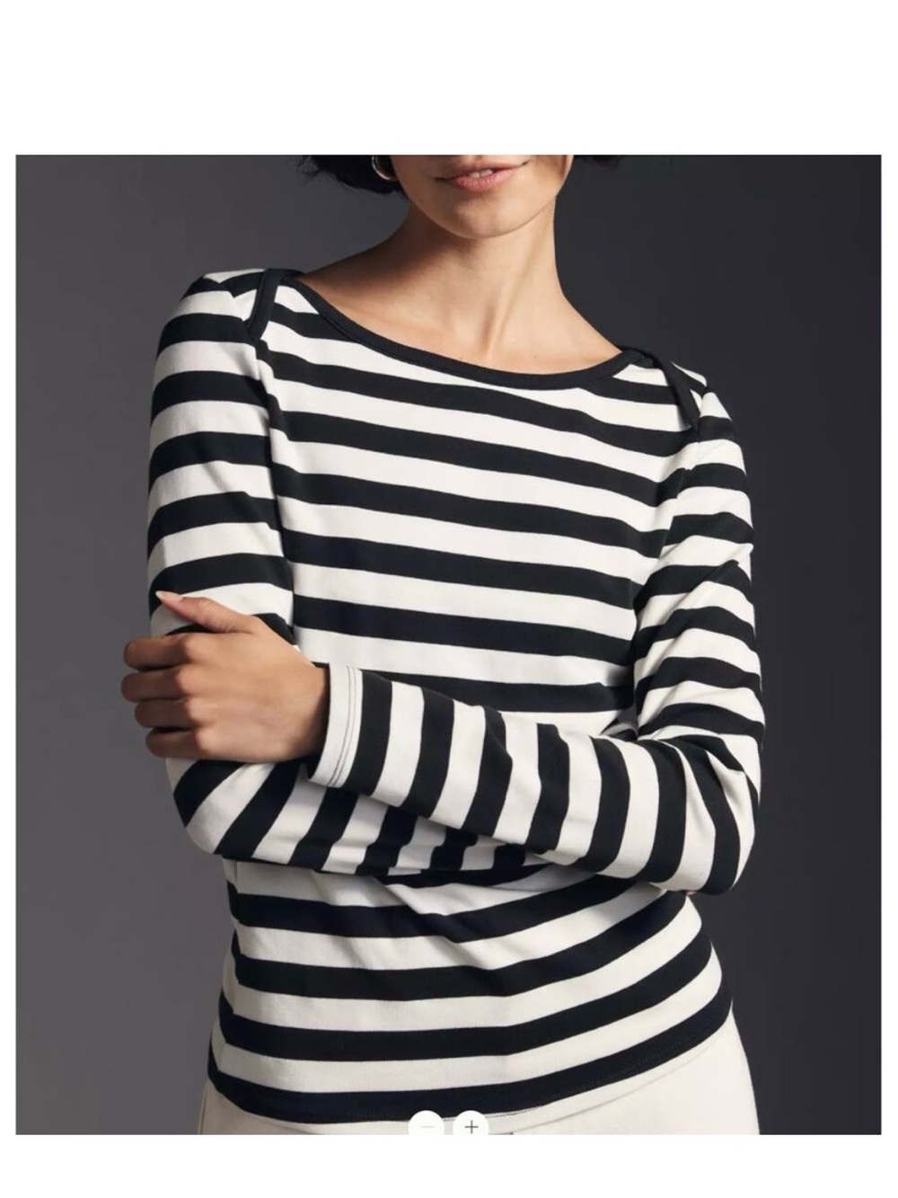 Anthropologie Maeve Striped Long-Sleeve Boatneck Top